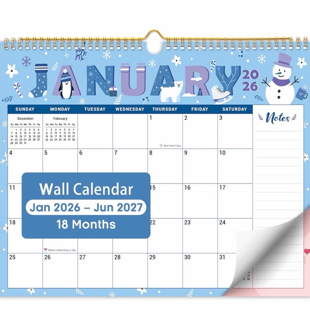 2026 18-Month Wall Calendar